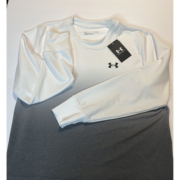 Under Amour‎ Women's L Long Sleeve Sweat Shirt Ombré White Gray Thick NWT - Picture 1 of 11